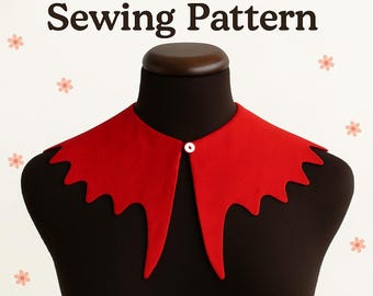 Red Scalloped Collar Sewing Pattern | Detachable Costume Accessory (PDF Pattern)