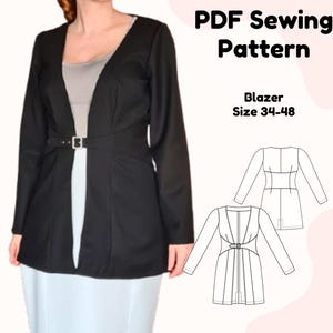 Blazer mit Gürtel Schnittmuster | Damen Jacke, EU 34-48 (PDF Download A4/US Letter/A0)