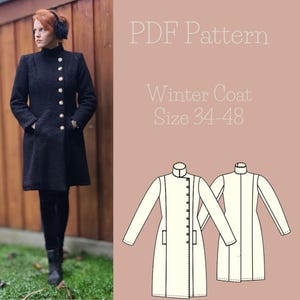 Patrón de costura de abrigo de invierno / Descarga en PDF en A4, Carta EE. UU. y A0 / Descarga digital instantánea