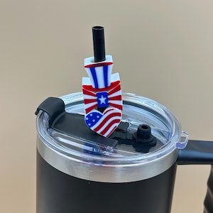 Patriotic 4th of July Straw Topper Charms: BBQ Drink Decorations - Set of 3