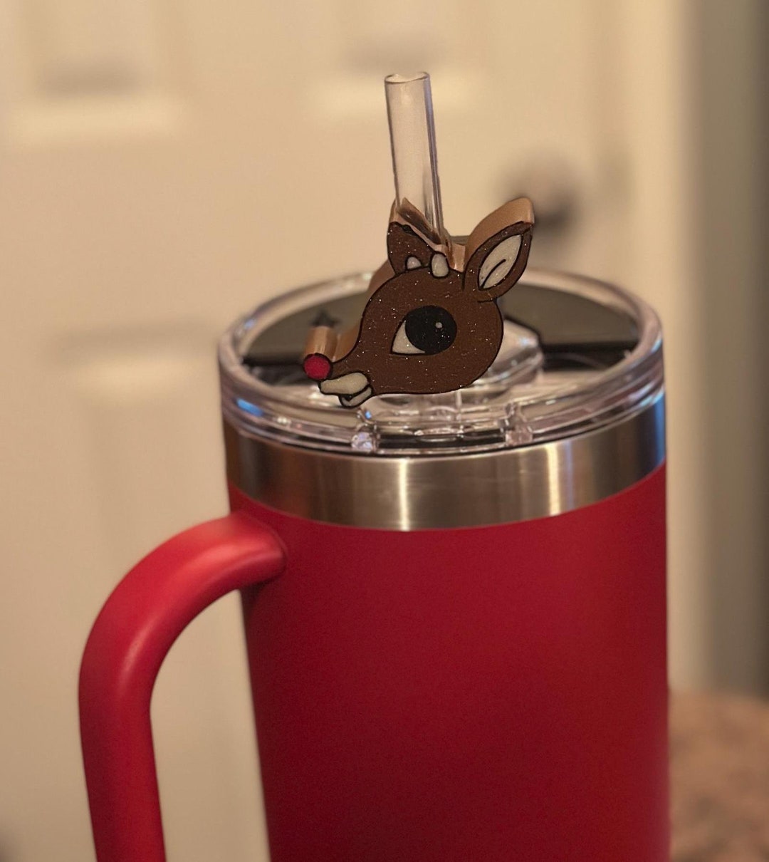 Rudolph Tumbler Straw Slide, Topper, Charm - Etsy