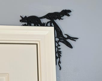 Decoración de dinosaurio para esquina de marco de puerta, adorno de entrada impreso en 3D de plástico PLA.