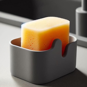 Modern Curved Sponge Holder: 3D Printed Kitchen Sink Organizer