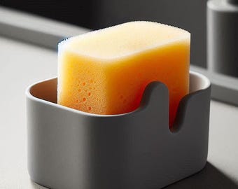 Modern Curved Sponge Holder: 3D Printed Kitchen Sink Organizer