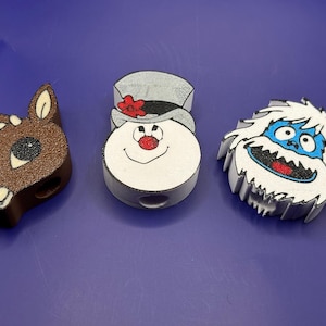 Holiday Drink Charms Set: Rudolph, Frosty, and Bumble Straw Toppers