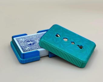 3D Printed Playing Card Deck Holder | Card Game Organizer with Heart, Diamond, Spade, Club Cutouts | Travel & Home Storage