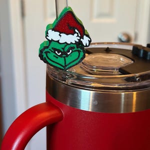 Grinch Straw Charm: Holiday Tumbler Topper