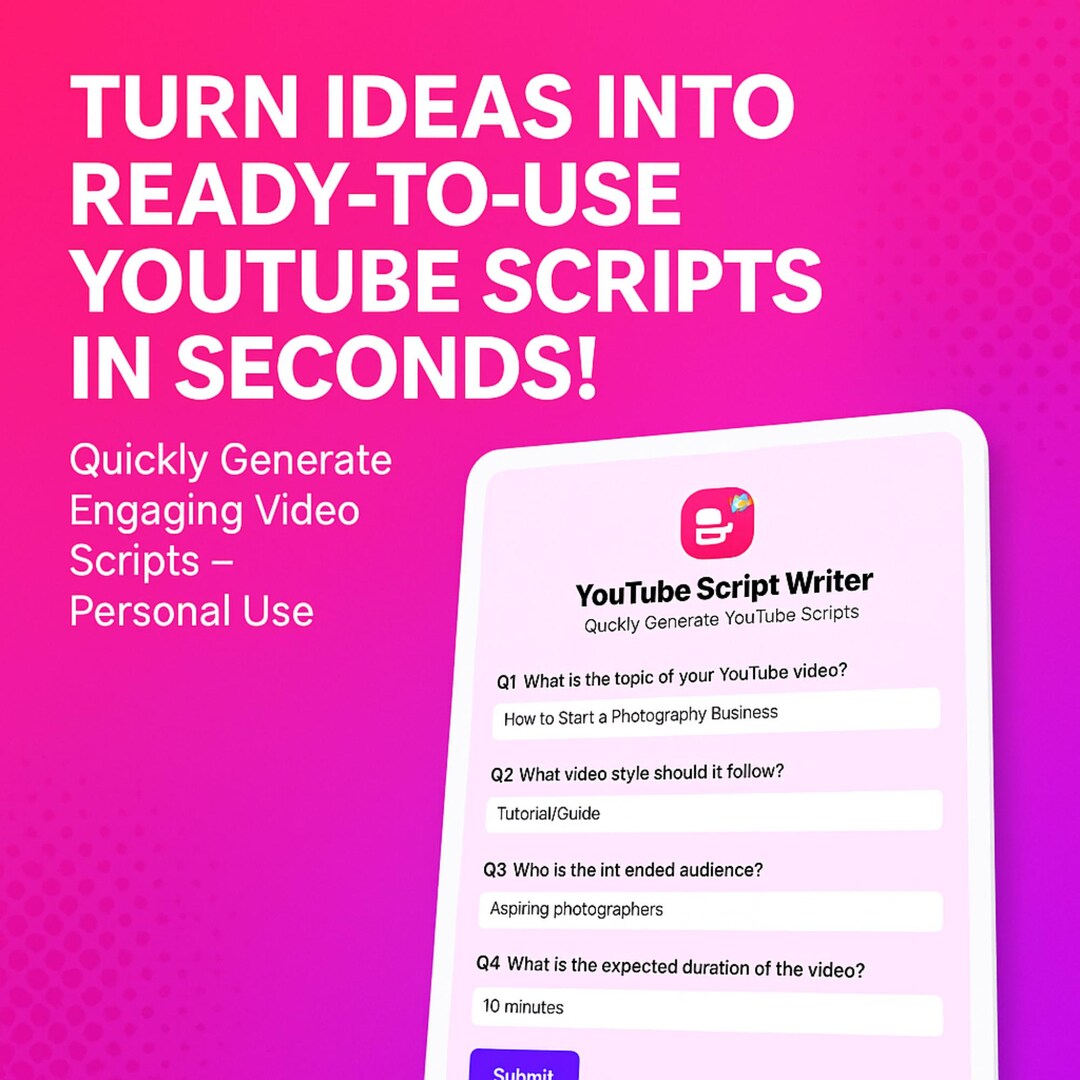AI Youtube Script Writer – Easy One-click Webpage Tool | Create ...
