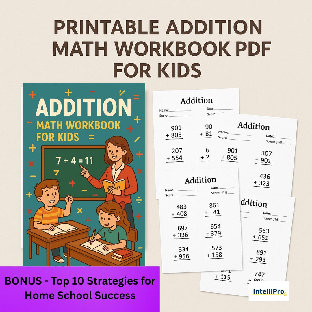 Addition Math Workbook: 16-problem Practice Sheets - Homeschool ...
