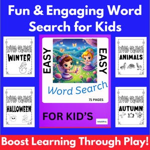 Word Search for Kids | Fun & Educational Puzzle Book | Brain-Boosting Activity for Ages 5-12 | Engaging Word Hunts