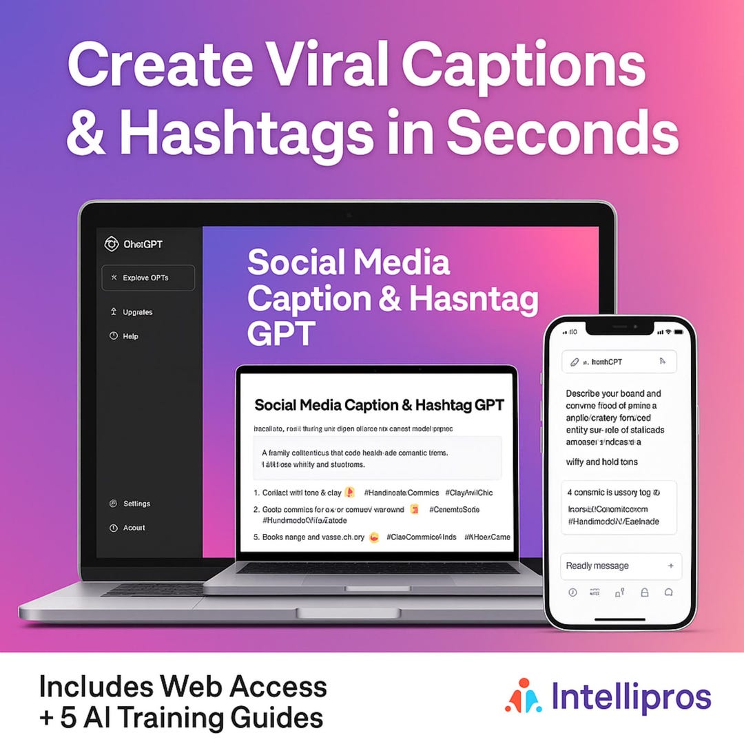 Social Media Caption & Hashtag GPT (web Access) + 5 AI Training Guides ...
