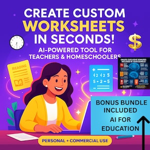AI Worksheet Generator | Create Custom Printable Worksheets Instantly | Teacher & Homeschool Tool | Personal + Commercial Use App