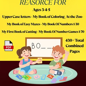 You Home School Resource Ages 3-4-5 | 8 Fun Educational eBooks: Coloring, Mazes, Numbers & Letters