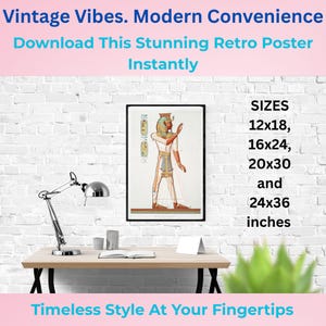 Ramses III Vintage Egyptian Art Print: Retro Pharaoh Poster (Digital Download)