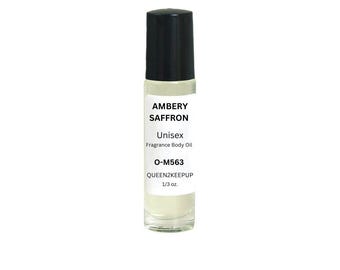 Aceite corporal Ambery Saffron (unisex) 10 ml. Fragancia totalmente natural. 1/3 oz. Roll-on.