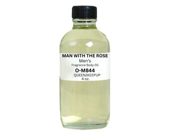 Man With The Rose Men's Body Oil Fresh Rose Citrus Woody Floral Fragrance 4 oz