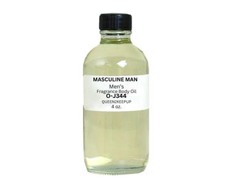 Masculine Man (Men) Body Oil 4 oz Fragrance All Natural Scent