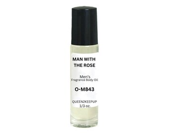 Man With The Rose Men's Body Oil Fresh Rose Citrus Woody Floral Roll-On Scent