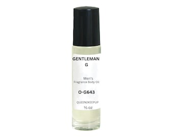 Aceite corporal Gentleman G (para hombre) 10 ml, fragancia totalmente natural, formato roll-on de 1/3 oz.