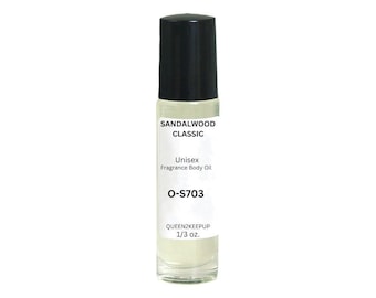 Aceite corporal clásico de sándalo (unisex) 10 ml Fragancia totalmente natural 1/3 oz Roll-on