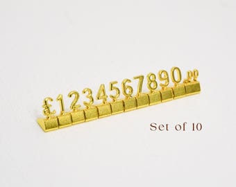 Gold Price Tag, Price Sign, Price Cube (Set of 10), Jewelry Display Price Tag, Jewelry Tag, Jewelry Price Tag Cube, Number Letter Pound