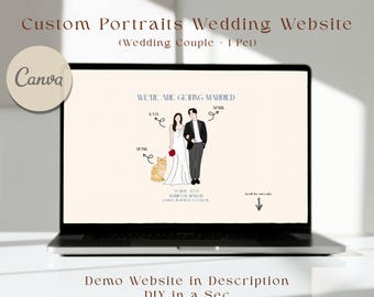 Custom Portrait Wedding Website Template: Canva Editable RSVP Site (Digital Download