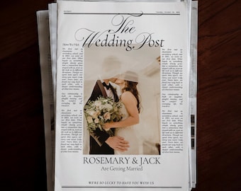 Wedding Newspaper Template, Editable Canva Wedding Program, Newlywed Times Ceremony Keepsake, Editable Newspaper Itinerary, Marriage