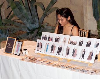 Live Wedding Illustrator - Live Wedding Portrait - Live Wedding Painting - Painted Favours - Painted Guest Portraits -Live Event Illustrator