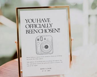 Old Money Wedding Disposable Camera Template, Elegant Camera Sign, Modern Classic Wedding Decor, Printable Reception Sign