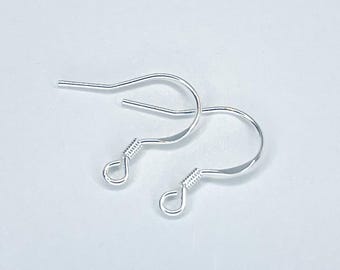 3 Pairs 925 Sterling Silver FISH HOOK Earrings with spring 14mm - DIY (do-it-yourself) jewellery making supply