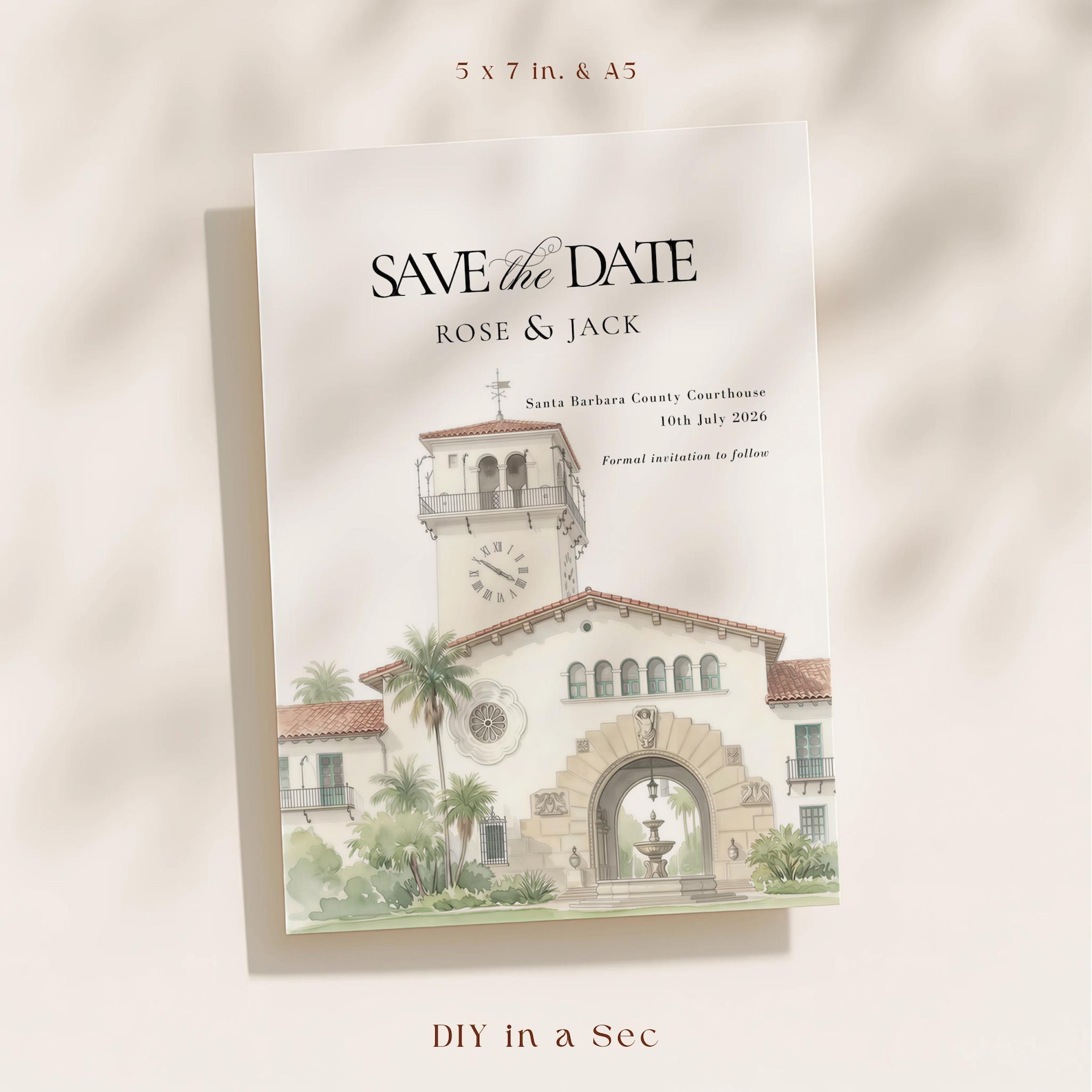 Santa Barbara County Courthouse Wedding Invitation Save the Date ...