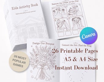 Kids Wedding Activity Book, Printable Wedding Coloring Book, Wedding Reception Table Activities for Kids, Kids Wedding Favor, PDF
