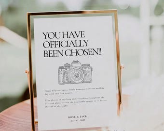 Old Money Wedding Disposable Camera Template, Elegant Camera Sign, Modern Classic Wedding Decor, Printable Reception Sign