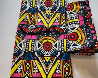 Black and Pink Ankara Fabric, African Print Fabric - 100% Cotton African Print Fabric for Sewing, Quilting and Home Decor. Ankara Fabric