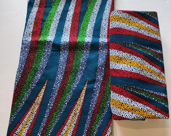 Teal and Red Ankara Fabric, African Print Fabric - 100% Cotton African Print Fabric for Sewing, Quilting and Home Decor. Ankara Fabric