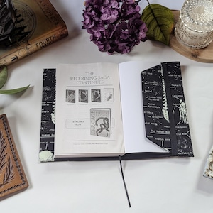 Adjustable Book Cover Dark Academia, Skeleton Anatomy Fabric Dust Jacket, Hardcover Book Protector, Paperback Skeletal Spooky Book Cover image 11