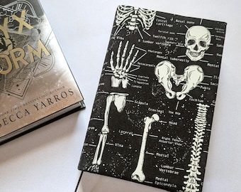 Adjustable Book Cover Dark Academia, Skeleton Anatomy Fabric Dust Jacket, Hardcover Book Protector, Paperback Skeletal Spooky Book Cover
