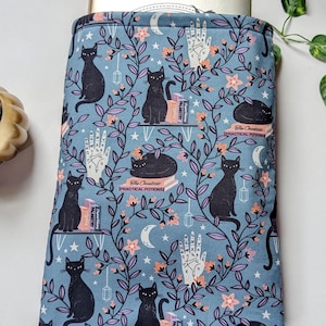 Magical Cats and Spells Book Sleeve, Potions Halloween Hardcover Book Protector, Paperback Book Sleeve, Crystals Kindle Sleeve, Book Cozy