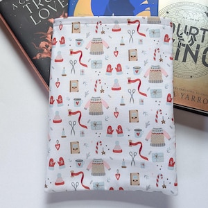 Book Sleeve Winter Accessories, Christmas Booksleeve, Holiday Hardcover Book Protector, Paperback Book Sleeve, Kindle Sleeve, Book Cover