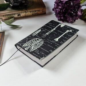 Adjustable Book Cover Dark Academia, Skeleton Anatomy Fabric Dust Jacket, Hardcover Book Protector, Paperback Skeletal Spooky Book Cover image 13