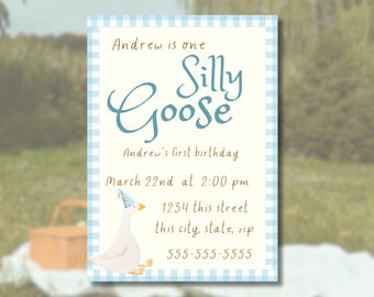 One Silly Goose Birthday Invitation: Editable Template (Digital Download