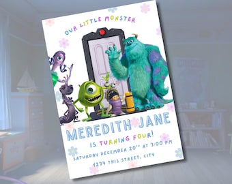 Monsters Birthday Invitation Party, Monsters Birthday Invite, Printable Invite, Editable Monster Inc Evite Party, Canva Template