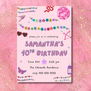 Eras Tour Birthday Template, Eras Tour Birthday Invitation, Eras Tour Birthday Digital Invite, Eras Tour Theme Birthday Party