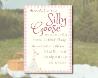 One Silly Goose Birthday Invitation: Editable Digital Template (PDF/PNG Download