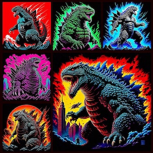 24 Leistungsstarke Godzilla Clip Art Sammlung Gruselige und Kreative Note für T-Shirts Flaschen Kissen und Tassen Hochwertige PNG Bilder