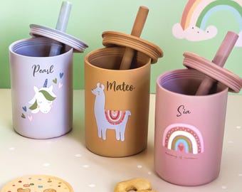Copo com canudo personalizado, copo antiderramamento para alimentação de bebês, copo personalizado para crianças pequenas, bebê menino, bebê menina, presentes para crianças pequenas, copo de treinamento para crianças pequenas