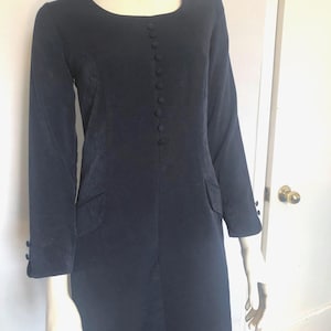 Vestido azul marino oscuro CLANDESTINE vintage de los años 80
