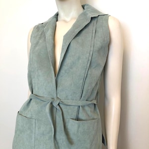 Vintage fashion 1970's D'OLIVIER sage green suede textured vest