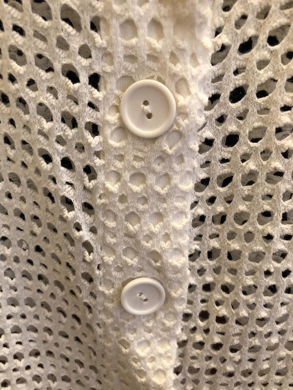 vintage 70's white crochet vest M L main image 1