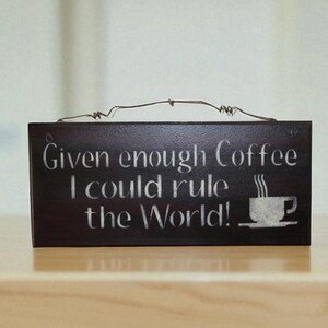 Funny Coffee Sign, Coffee Bar Decor for Kitchen or Office, Small Kitchen Wood Sign for Coffee Lovers, Caffeine Wall Decor Gift for Mom